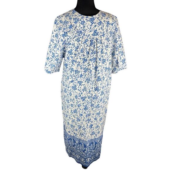 Collections Etc MuMu blue paisley dainty floral housecoat dress xl - Picture 4 of 5